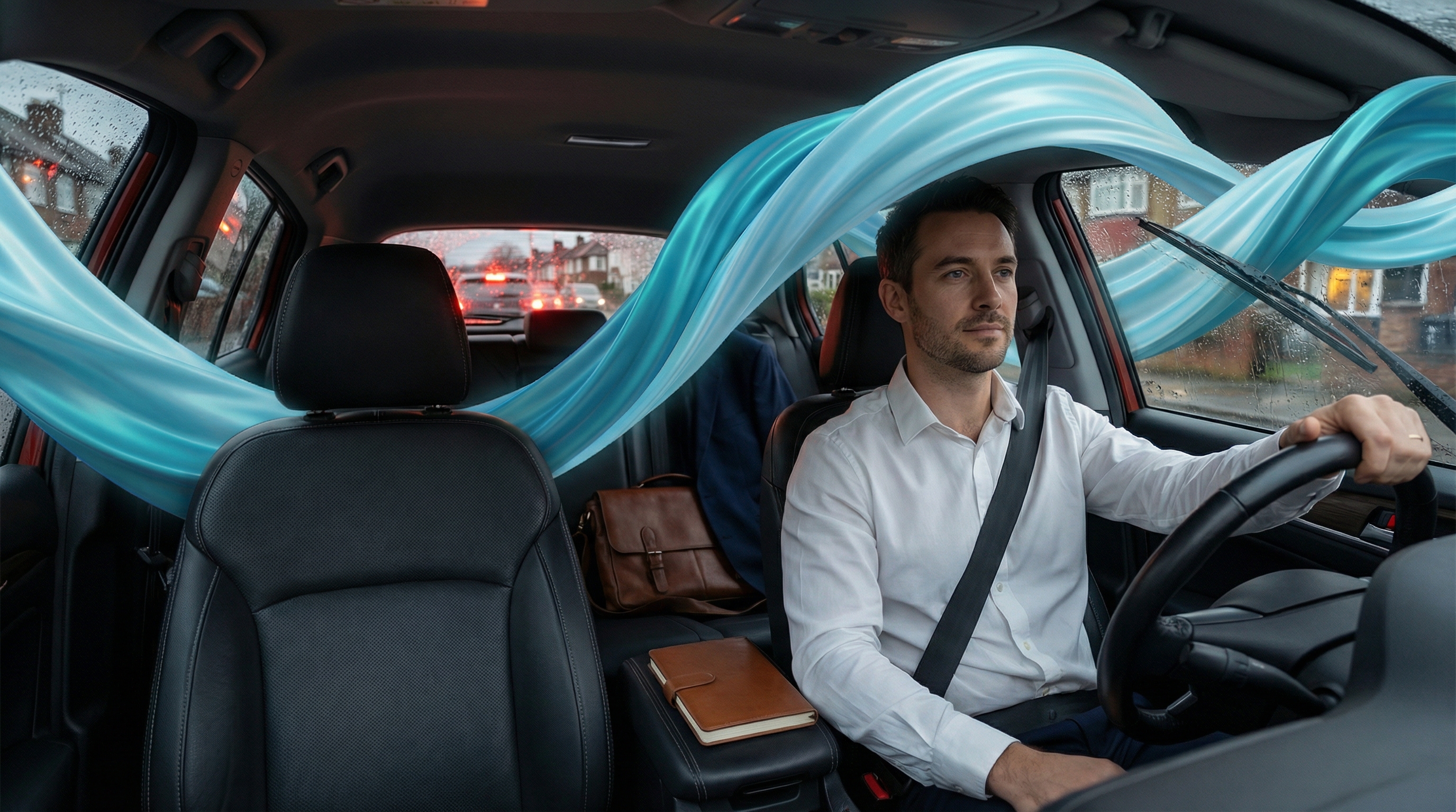 Field rep driving between meetings