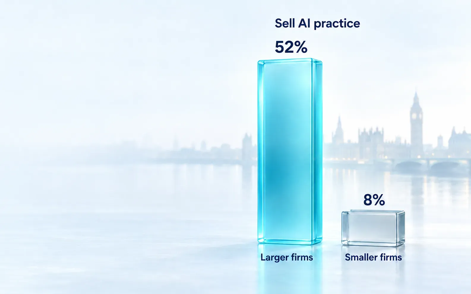 52% of larger firms sell AI practice, compared with 8% of smaller firms.