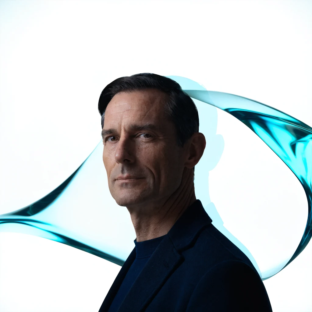 Coach portrait with subtle digital echo
